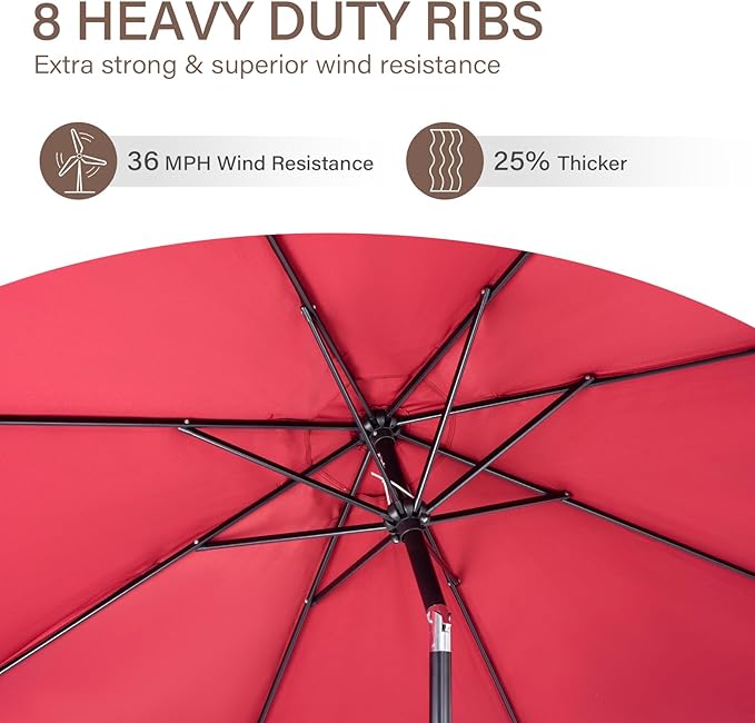 Backyard Expressions 9 ft. Patio Umbrella, Market Table Umbrella w/Tilt and Crank, 8 Ribs BackyardExpressions
