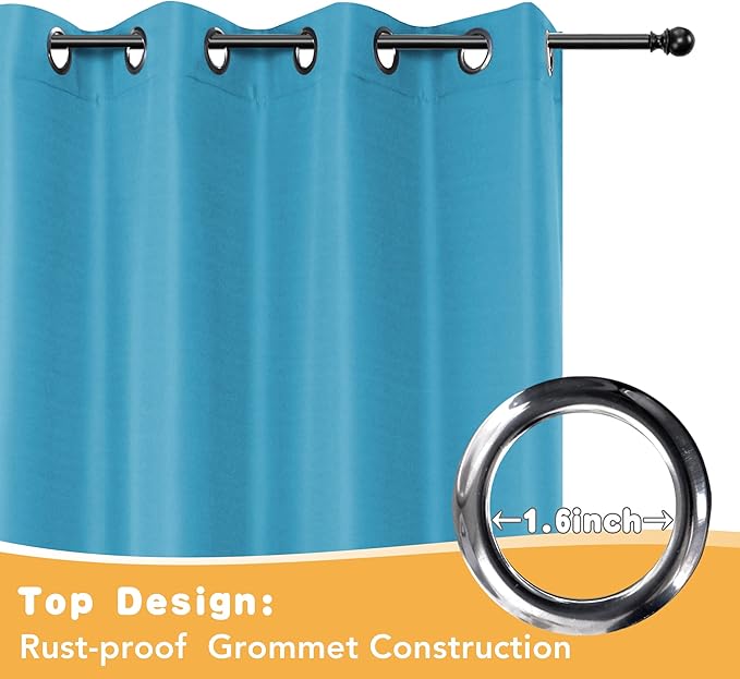 HolidayIdeas Outdoor Curtains for Patio Waterproof, 4 Panels - 54 x 84 Inch - Privacy Protection & Light Filtering Curtains Teal Grommet Outside Curtains for Porch, Gazebo, Pergola, Backyard HolidayIdeas