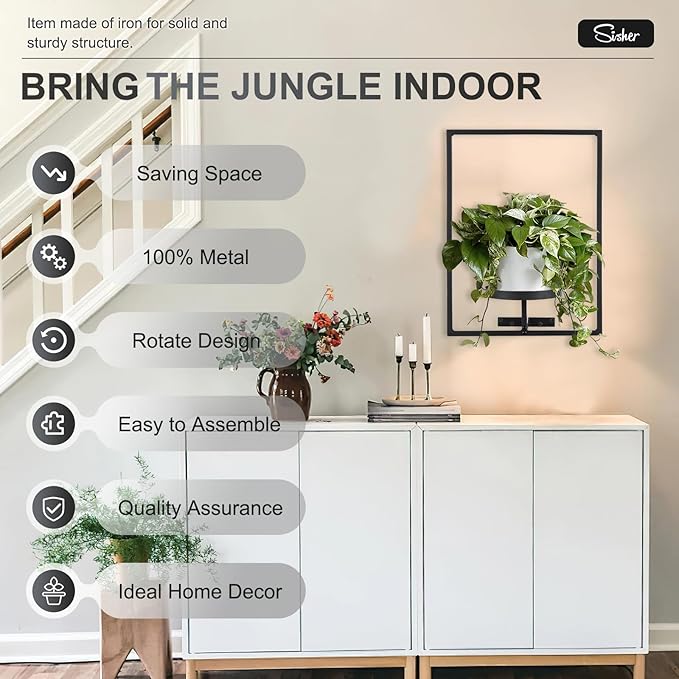 Sisher Plant Stand Indoor Outdoor,Window Plant Shelf Picture Frame Wall Plant Stand Metal Wall Plant Shelf Ease of Assembly Modern Style for Home Decor (Square 2-pack) GetHightQualityBeddingComforterSetforYourRoom