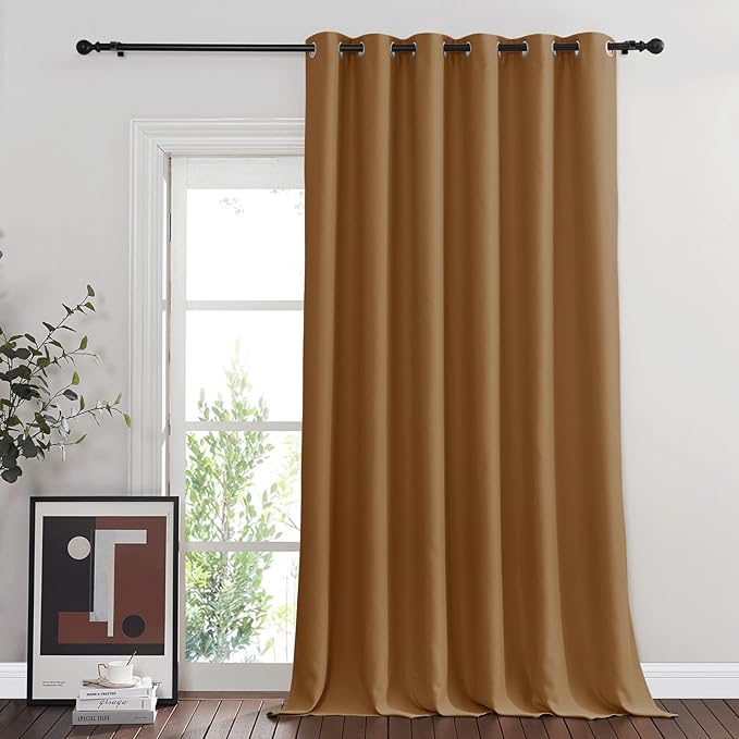 NICETOWN Gold Brown Blackout Curtains for Bedroom 95 Inch Length - Thermal Insulated Room Darkening Privacy Grommet Window Drapes for Boys Room, Set of 1 Panel, 80 x 95 Inch NICETOWN