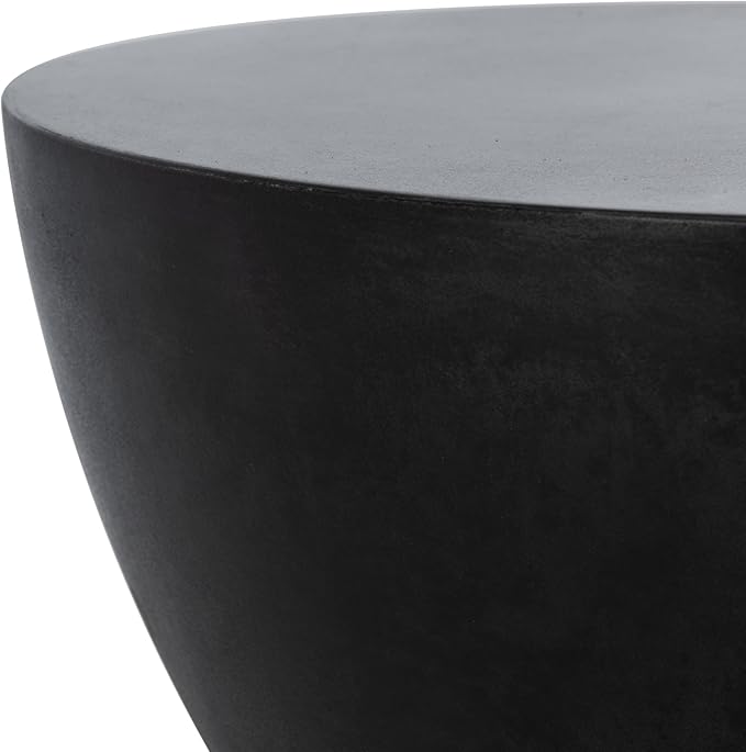 Safavieh Outdoor Athena Black Modern Concrete Round Accent Table SAFAVIEH