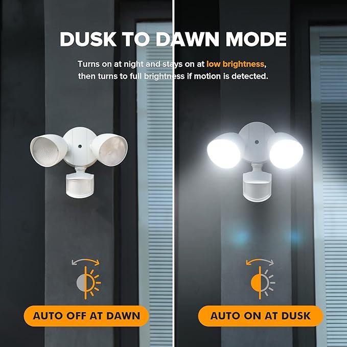 LUTEC 32W 3500 Lumen LED Security Lights Motion Sensor Light Outdoor, 5000K Daylight, IP65 Waterproof, Dusk to Dawn, Motion Detector Flood Light for Garage, Yard, Porch-White LUTEC