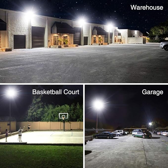 Onforu 150W LED Flood Light Outdoor,15000LM Security Lights, IP66 Waterproof Outdoor Floodlight, 2 Pack 6500K Daylight White LED Exterior Lighting for Basketball Court, Stadium, Playground Onforu
