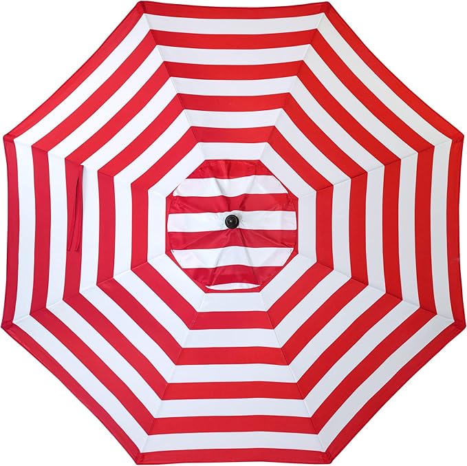 Sunnyglade 9' Patio Umbrella Outdoor Table Umbrella with 8 Sturdy Ribs (Red and White) Sunnyglade