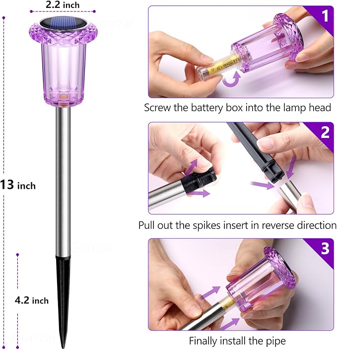 Halloween Solar Lights Outdoor 15 Pack Solar Pathway Lights Outdoor Halloween Decorations Waterproof Yard Lighting for Driveway Garden Walkway Path Landscape Lawn (Purple) Gorrzai