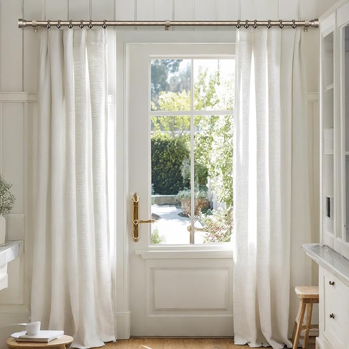 Retro Silver Curtain Rods for Windows 28 to 48 Inches Adjustable Length Heavy Duty 1" Diameter Window Curtain Rod with Decorative Finials for Outdoor Bedroom Kitchen Living Room Farmhouse Rootora