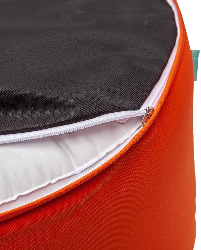 QILLOWAY Indoor/Outdoor Inflatable Stool,Round Ottoman,All Weather Foot Rest for Camping or Home,Orange QILLOWAY