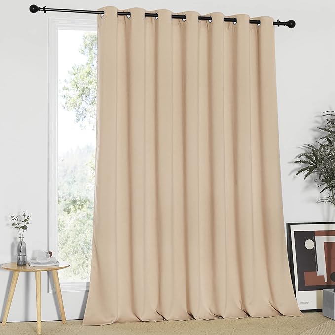 NICETOWN Sliding Door Room Divider Curtain, Blackout Patio Door Curtain Panels, Privacy Thermal Window Treatment Drape for Department with (Biscotti Beige, W100 x L95) NICETOWN