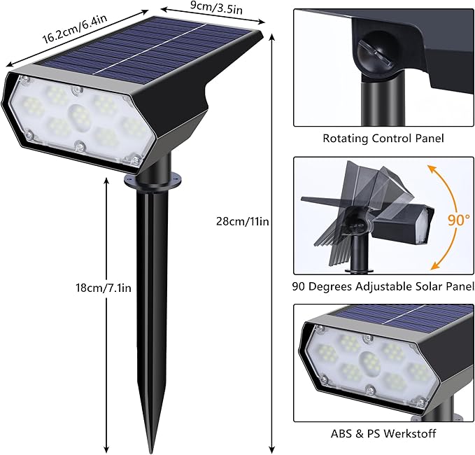 LYHOPE Solar Spot Light Outdoor, 49 LED Lights for Outside, 2 Modes Solar Powered Spotlights, Waterproof Pathway Light for Garden Yard Walkway Driveway Landscape Decorations (4 Pack-Cool White) LYHOPE