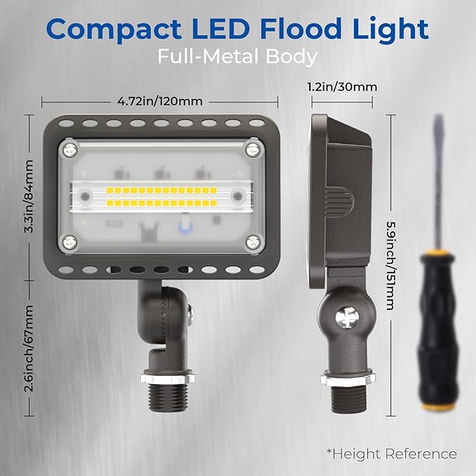 CINOTON 20W LED Flood Lights Outdoor, IP65 Waterproof Exterior Security Wall Light with 180°Knuckle, 2800LM 120V Outside Aluminum Lighting Fixture for Yard Patio Garage Doorway 3000K 2 Pack, UL Listed CINOTON
