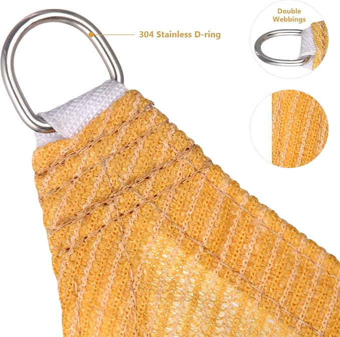 Eden's Decor Straight Flat-Edged Sun Shade Sail Rectangular 8' x 19' Wheat UV-Blocking Outdoor Canopy Fabric Cloth Awning for Pergola Patio Garden Backyard Custom Size EdensDecorInc