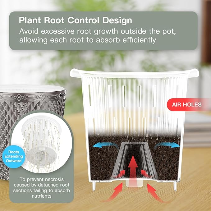 QCQHDU Self Watering Hanging Pots, 2 Pack 5.7 Inch Hanging Planters for Plants Indoor, Outdoor Flower Pots with Drainage Holes and 3 Hooks Chains for Garden Home (Gray) QCQHDU