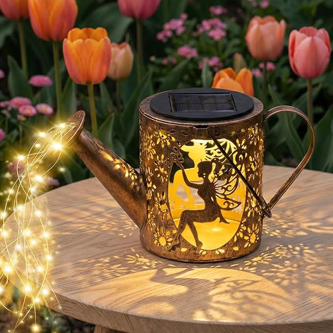 Solar Watering Can Light with Bunny Silhouette Stake & Fairy Design - Cascading LED String Light for Garden Yard Patio Decor, IP65 Waterproof Outdoor Gift for Mom, Women, Birthday, Housewarming Tremdwoto