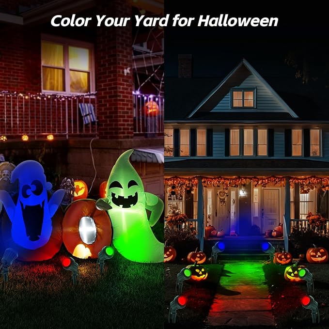 Spotlight Outdoor – 120V Plug-In, 6500K Cool White LED Landscape Lighting with RGB Purple 4 Color Lenses for Yard, Garden, Lawn & Tree Decor on Holidays&Everyday, IP67 Waterproof (2 Pack,Green) Holeva