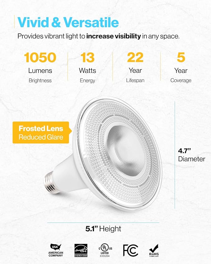 Sunco 30 Pack Outdoor LED Flood Home Patio Driveway Light, Waterproof PAR38 LED Bulb, CRI90, 3000K Warm White, 1050 Lumens, 100W Equivalent 13W, Dimmable, Wet-Rated, E26 Base UL SuncoLighting