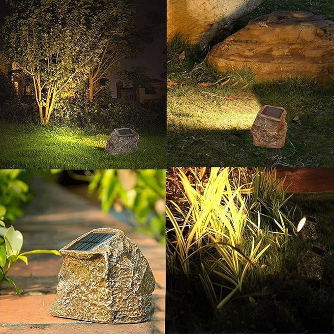 EiGreen 4 Pack Solar Garden Rock Lights Outdoor Decorative, 10 LED Waterproof Yard Pathway Lights,Solar Spot Lights Outdoor, for Ideal for Garden Walkway Pathway Patio EigreenSolaroutdoorlights