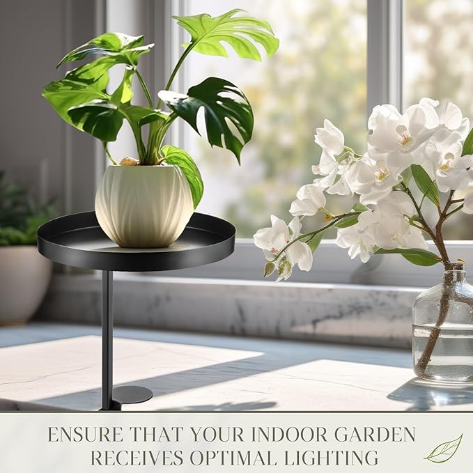 1 Pcs Window Sill Plant Shelf 7.9''D x 14.2''H Adjustable Window Shelf Windowsill Clamp Tray for Indoor Plants Metal Windowsill Extension Tray Planter Floating Shelves for Indoor Outdoor Teenyyou