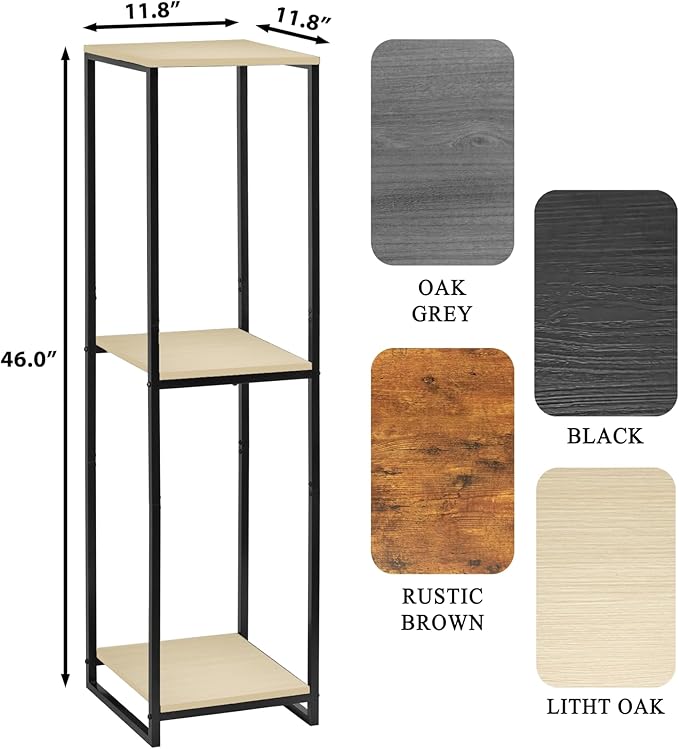 46" Tall Plant Stand Indoor, 3-Tier Modern Plant Shelf, Corner Flower Pot Holder Organizer for Living Room Balcony Patio Garden (Light Oak) GreenLivingSpaces