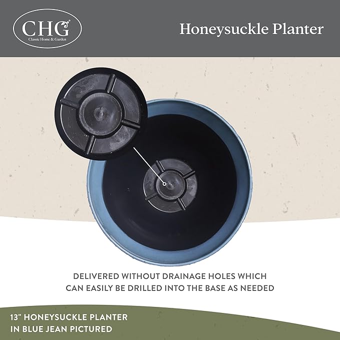 Classic Home and Garden Honeysuckle Resin Planters - Lightweight Indoor & Outdoor Plant Pots - UV-Resistant Plastic Flower Pots - Pot Planters for Flowers & Herbs (15" Bamboo) ClassicHomeandGarden