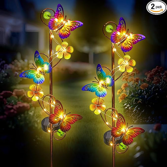 NAN ZAI NAN FANG Butterfly Solar Stake Lights, Waterproof, for Outdoor Decor, Garden,Lawn,Patio or Courtyard, 2 Pack NANZAINANFANGAngelDecor