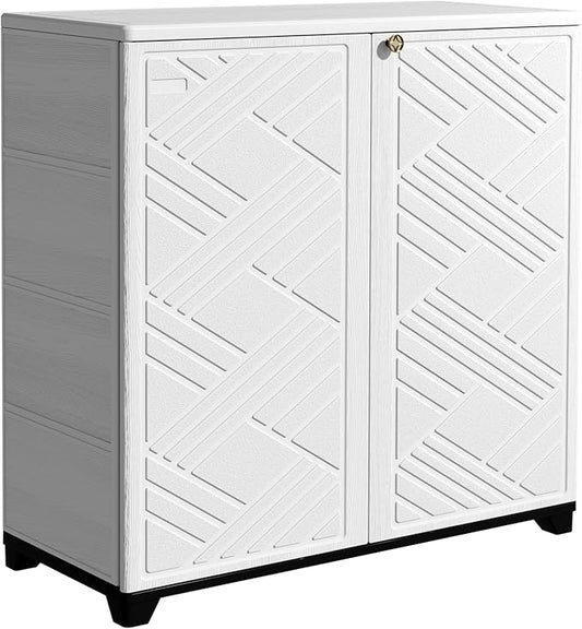 Outdoor/Indoor Storage Box,Resin and Plastic Storage Cabinet Waterproof,Outdoor Cabinet for Patio/Garden/Balcony/Backyard/All Room(NO Shelf-White) Mrosaa