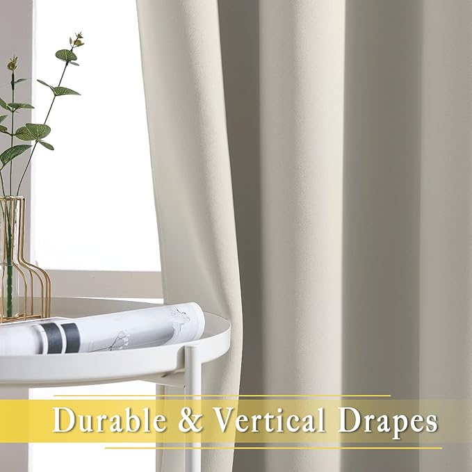 NICETOWN Room Darkening Curtain for Living Room - Energy Saving Thermal Insulated Grommet Room Darkening Curtain/Drape for Bedroom (1 Panel, 46 by 72, Natural) NICETOWN