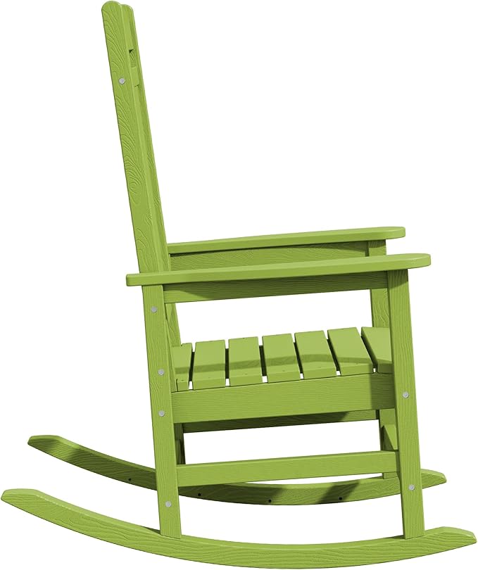 KINGYES HDPE Outdoor Rocking Chair Set of 4, All-Weather Poly Patio Rocking Chairs with 330lbs Support for Adults, Pistachio Green KINGYES