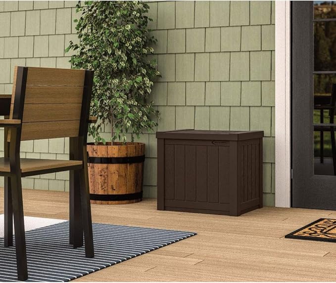 Suncast 17 x 22 Inch Resin 22-Gallon Patio Storage Deck Box, Java Brown (2 Pack) Suncast
