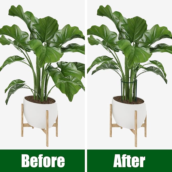 FEED GARDEN 8 Pack Plant Support Stakes, Peony Cages and Supports, Metal Garden Plant Stake(10" Wide x 16" High) Green Half Round Plant Support Rings for Outdoor Indoor Plants, Tomato, Hydrangea FEEDGARDEN