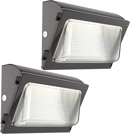 HYPERLITE LED Wall Pack Light 120W 2Packs with Dusk to Dawn Photocell and Glass Lens LED Security Flood Commercial and Industrial Outdoor LED Wall Lights Out Door for House Warehouses UL Listed HYPERLITE