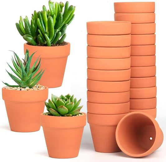 Terra Cotta Pots, 24 Pack 3.15 Inch Mini Clay Pot with Drainage Holes,Cactus Flower Nursery Terracotta Pots for Indoor/Outdoor Succulent Plants, Crafts, Wedding Favor Baxrou