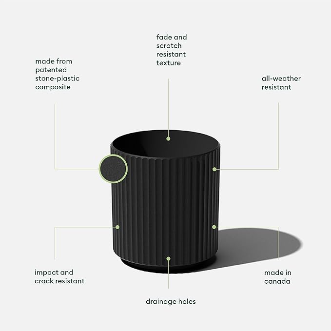 Veradek Demi Series Round Planter for Porch, Patio, Backyard | Durable Plastic-Concrete Material | Modern Décor for Tall Plants, Flowers VeradekOutdoor