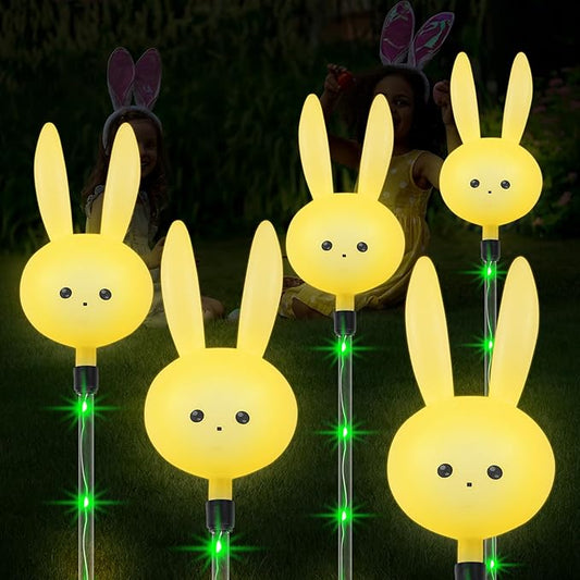 Easter Decorations Outdoor - Set of 3PCS Easter Gifts Decor with Cute Bunny Lights,Unique Housewarming Outside Gifts,Waterproof Solar Garden Stake Lights for Yard/Lawn/Birthday Decor X-GiftKey