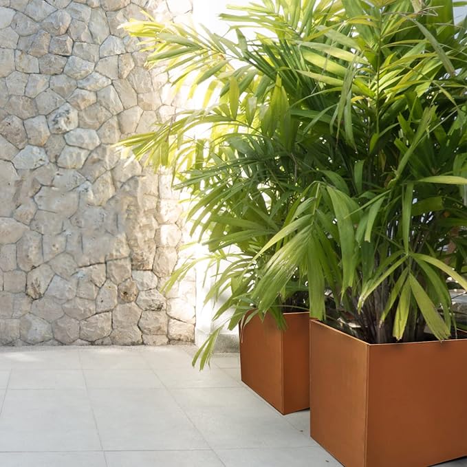 Corten Steel Planter Box Metal Square Planters 26 Inch Steel Large Outdoor Planter Tall Plant for Commercial Residential Patio and Backyard GZGNEEVL