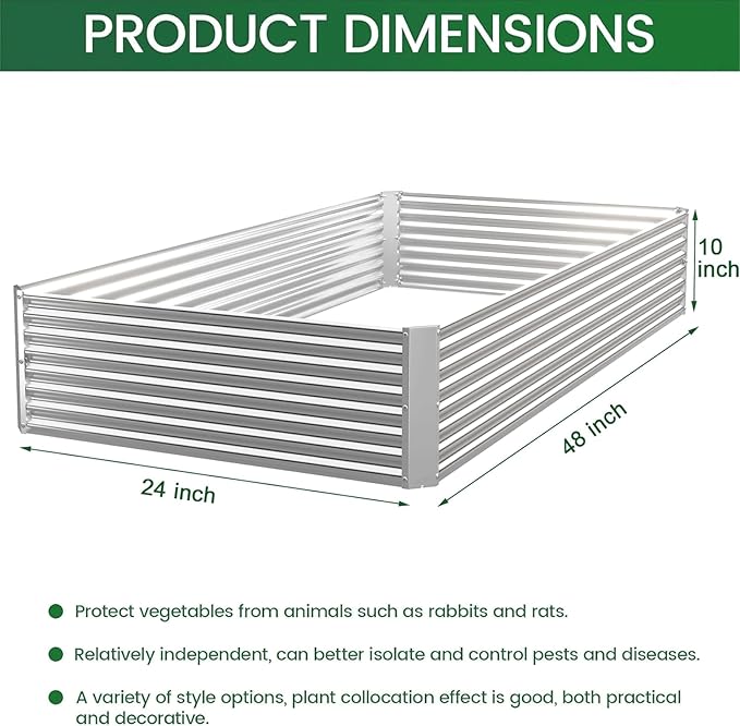 4 Pack Corrugated Galvanized Steel Raised Garden Bed Outdoor, Metal Above Ground Garden Bed for Vegetables and Flowers, Rectangle Raised Beds for Gardening-4x2FT CATMANOR