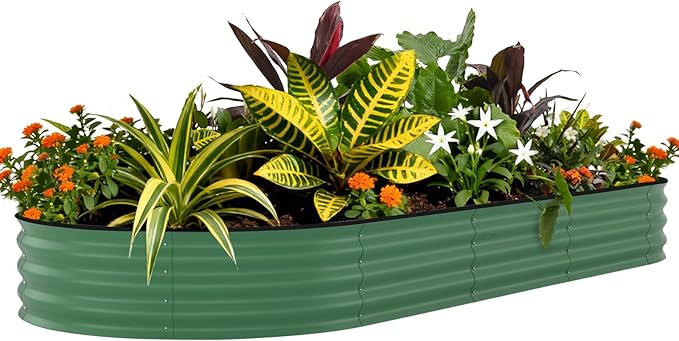 Garvee Galvanized Raised Garden Bed Outdoor, 8x4x1.5 ft Metal Planter Box for Flowers Vegetables, Rust-Resistant Raised Garden Beds for Gardening, Easy Assembly Outdoor Garden Box & Planters, Green Garvee