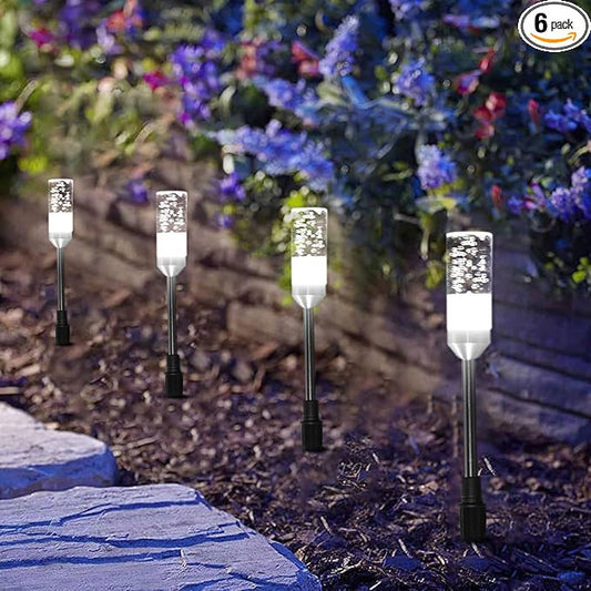 B-right Outdoor Pathway Lights, 6 Pcs LED Path Lights AC Plug 12V Low Voltage Landscape Lighting 570 Lumens, Extendable IP65 Waterproof Outdoor Garden Light for Patio Yard Walkway, Cool White 6000K B-right