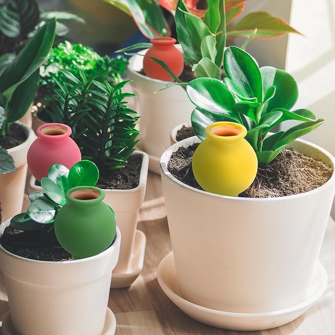 Terracotta Watering Spikes, 4 Pack Self Watering Globes, Slow Release Self Watering Planter Insert, Plant Watering Globes for Indoor and Outdoor Plants Rootora