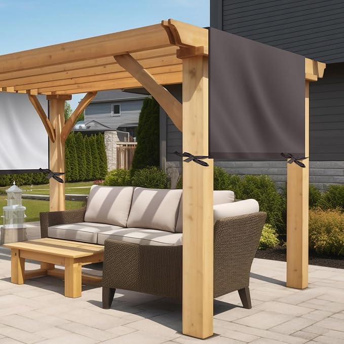 Universal Pergola Replacement Canopy Outdoor Canopy Shade Cover Waterproof Shade Top Cover for Outdoor Patio Porch Backyard(12 x 9 ft,Coffee) Wowangce