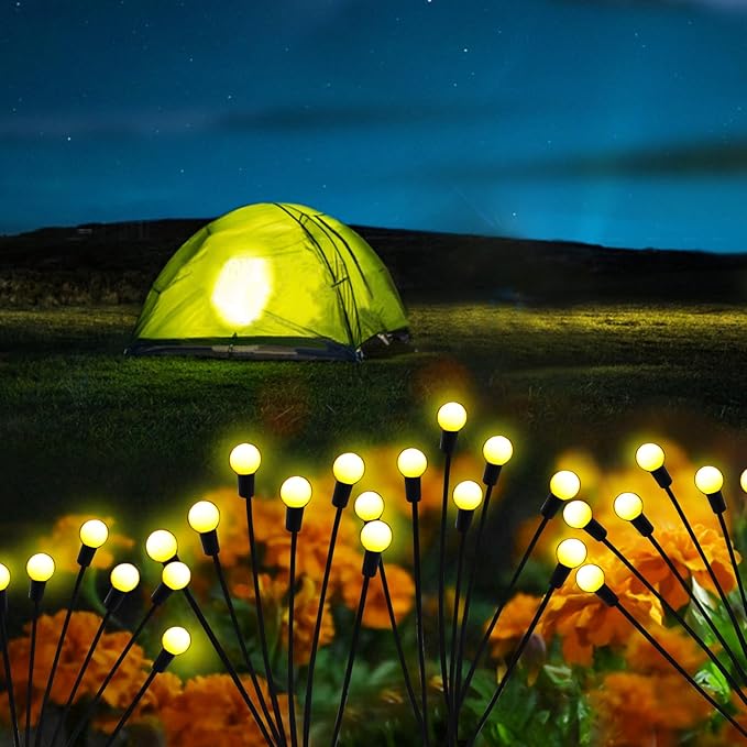 Solar Garden Lights Outdoor, 2 Pack 20 LED Solar Firefly Lights Waterproof, Sway by Wind, Swaying Light for Yard Patio Backyard Garden Planter Flower Bed Pathway Outdoor Decoration (Warm White) KohlrabiDecor