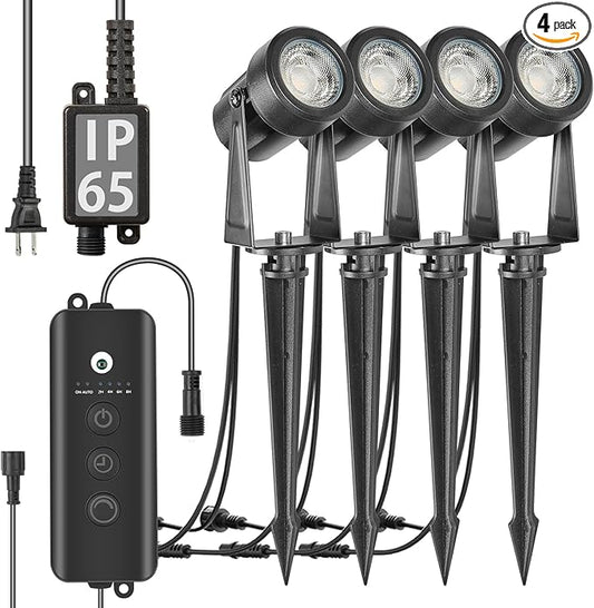 SUNTHIN Outdoor Landscape Lighting with Dusk to Dawn Sensor Controller, 4 Pack SUNTHIN