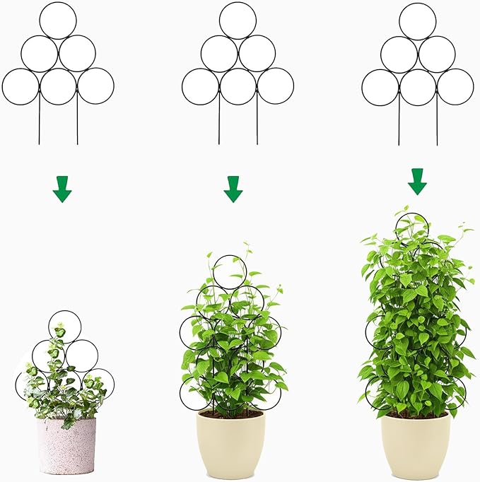 Plant Trellis for Climbing Plants Indoor Outdoor, Trlzey 3 Pack Stackable Metal Trellis - Small Garden Trellis for Potted Plants, Vine Support for Ivy, Flowers, DIY Home Deco Trlzey