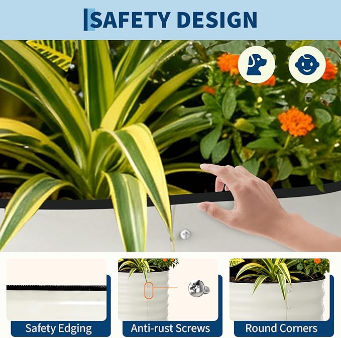 Garvee 2 Pack Galvanized Raised Garden Beds - 4x2x2ft Planter Box for Vegetables, Flowers, Rust-Resistant Garden Box, Easy Assembly Raised Beds, Durable Planters for Outdoor Plants, Beige Garvee