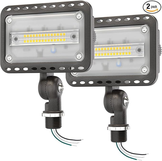 CINOTON 20W LED Flood Lights Outdoor, IP65 Waterproof Exterior Security Wall Lights with 180°Knuckle, 2800LM 120V Outside Aluminum Lighting Fixture for Patio Porch Barn Garage 5000K 2 Pack, UL Listed CINOTON