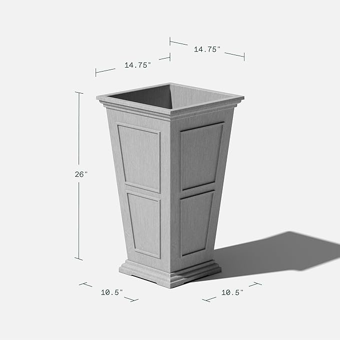 Veradek Fairmont Tall Plastic Planter - Large Outdoor Planter for Front Porch | Crack Resistant All-Weather Use | Classic Estate Design for Tall Plants, Flowers, Trees VeradekOutdoor