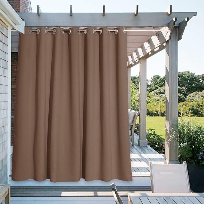 NICETOWN Curtain Panel for Living Room, Rustproof Grommet Top Thermal Insulated Blackout Extra Wide Door Blind for Patio, Sliding Glass Door, Tan, 1-Pack, 100 Inch Wide by 108 Inch Long NICETOWN