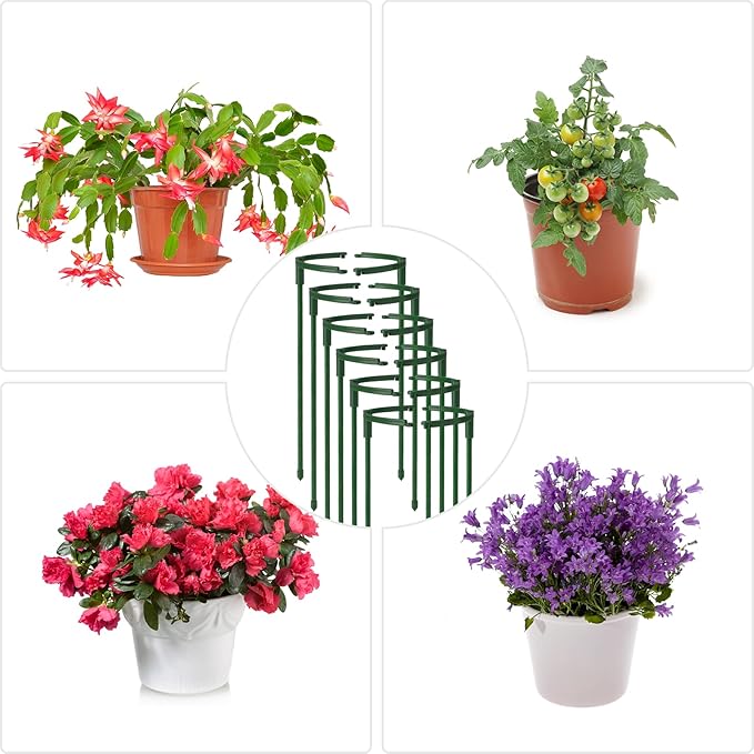 12Packs Plant Support Stakes Half Round Plant Stakes for Indoor Plants, Stackable 3 Tier Garden Flower Support, Plant Cages for Tomato,Monstera, Peony, Hydrangea, Climbing Plants BuyNow