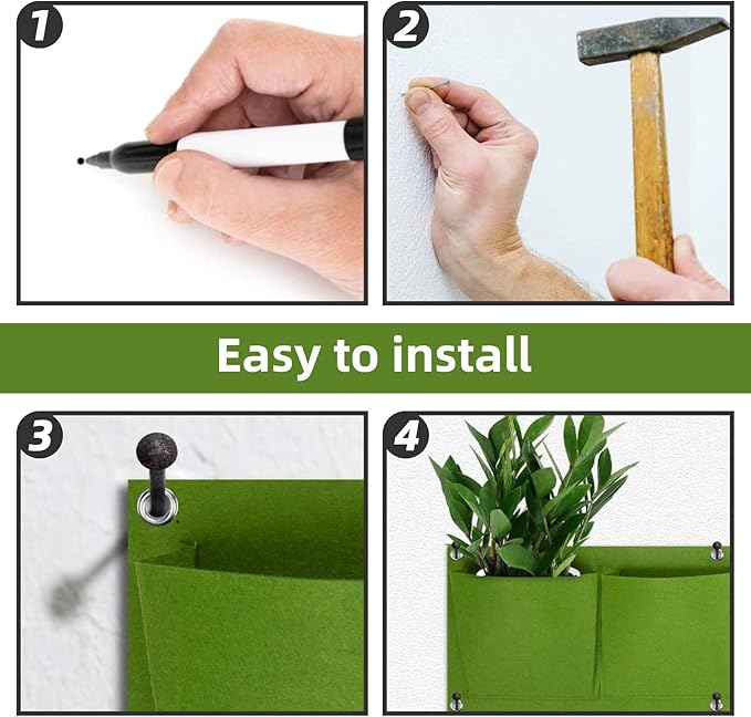 Hanging Planting Grow Bags, 12 Pockets Hanging Vertical Wall Planter Wall Mounted Grow Bag Outdoor Indoor Gardening Vertical Greening Flower Container, Planting Bags Storage Bags(0.6 m × 0.8 m, Green) LITLANDSTAR