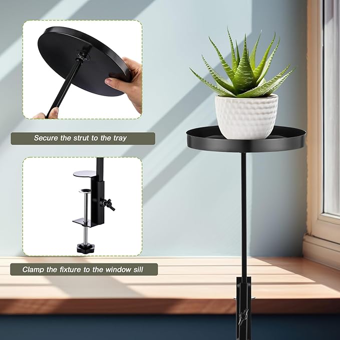 1 Pcs Window Sill Plant Shelf 7.9''D x 14.2''H Adjustable Window Shelf Windowsill Clamp Tray for Indoor Plants Metal Windowsill Extension Tray Planter Floating Shelves for Indoor Outdoor Teenyyou