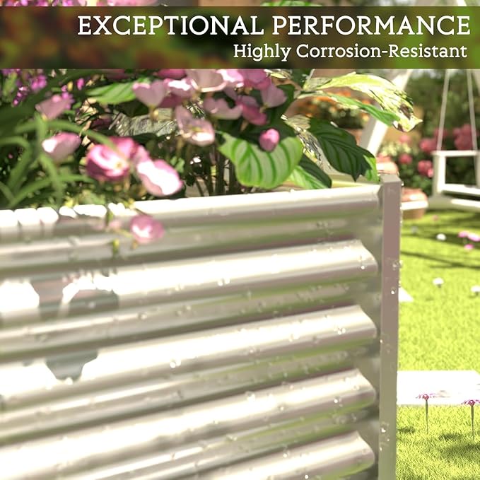 FRIZIONE 3pcs Galvanized Raised Garden Bed Outdoor,Above Ground Garden Bed for Vegetable,Metal Raised Beds for Flower,Steel Raised Beds for Gardening - 36x18 inch FRIZIONE